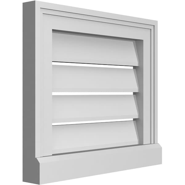 Vertical Surface Mount PVC Gable Vent: Functional, W/ 2W X 2P Brickmould Sill Frame, 16W X 14H